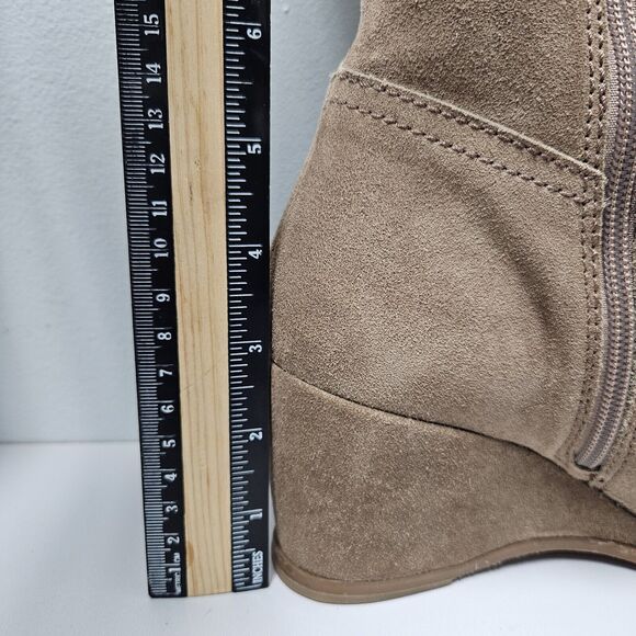 Apepazza Ninfa Boots Womens 9.5 Tan Suede Leather Wedge Boho Tribal Patchwork - Picture 13 of 14